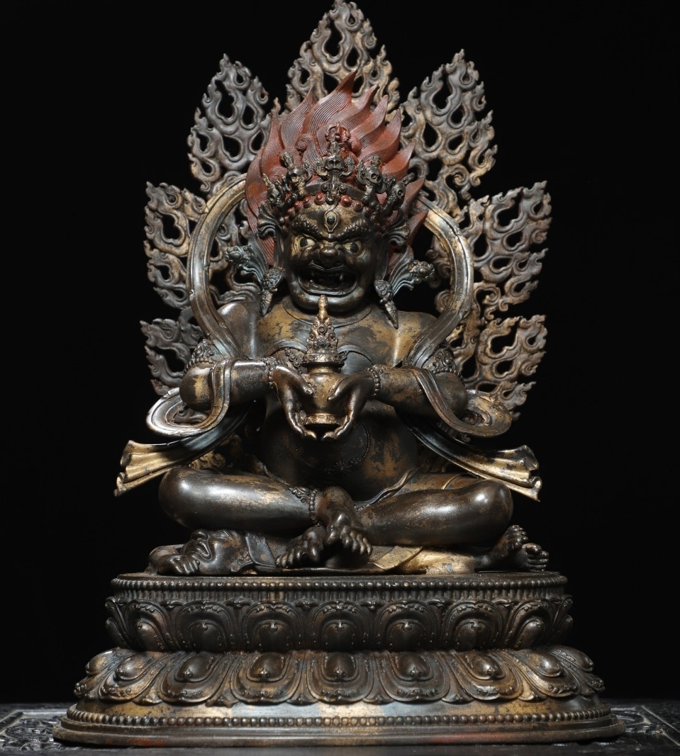 旧 清代 銅拓金 護法仏 仏像 中国古美術 古賞物 古置物 唐物 K710拍卖