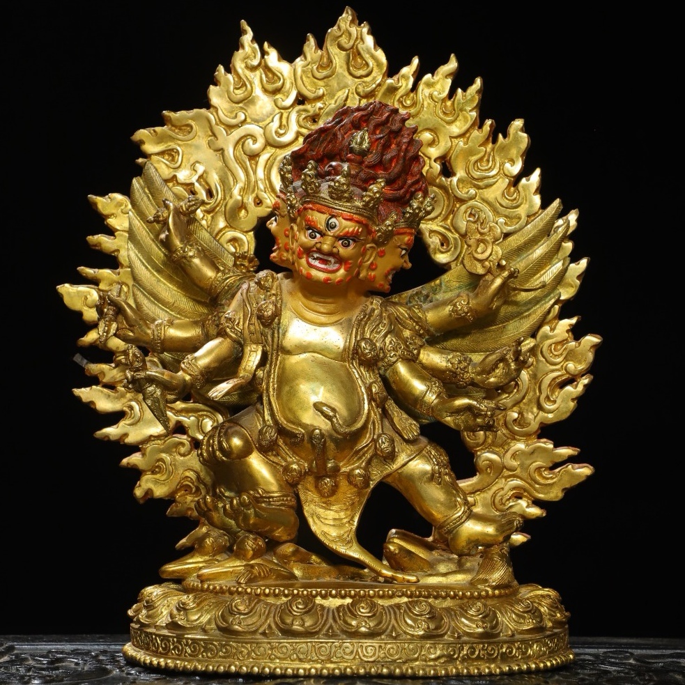 旧 清 居宅供養宗教 銅描彩 普巴金剛 仏像造像 中国古美術 古賞物 古置物 唐物S710拍卖