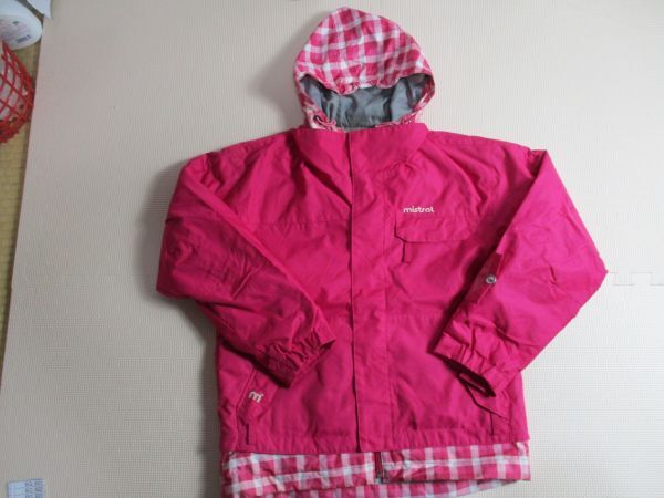 BG800【mistral・ミストラル ウインデックス】ロゴ刺繍 調節有 スキーウエアー ジャケット スノーウエア 女児 濃赤 140拍卖