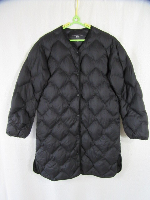 UNIQLO ユニクロ ULTRA LIGHT DOWN ダウンジャケット チュニック丈 レディース 耐久撥水性 収納袋付き キルティング ナイロン 黒 M拍卖