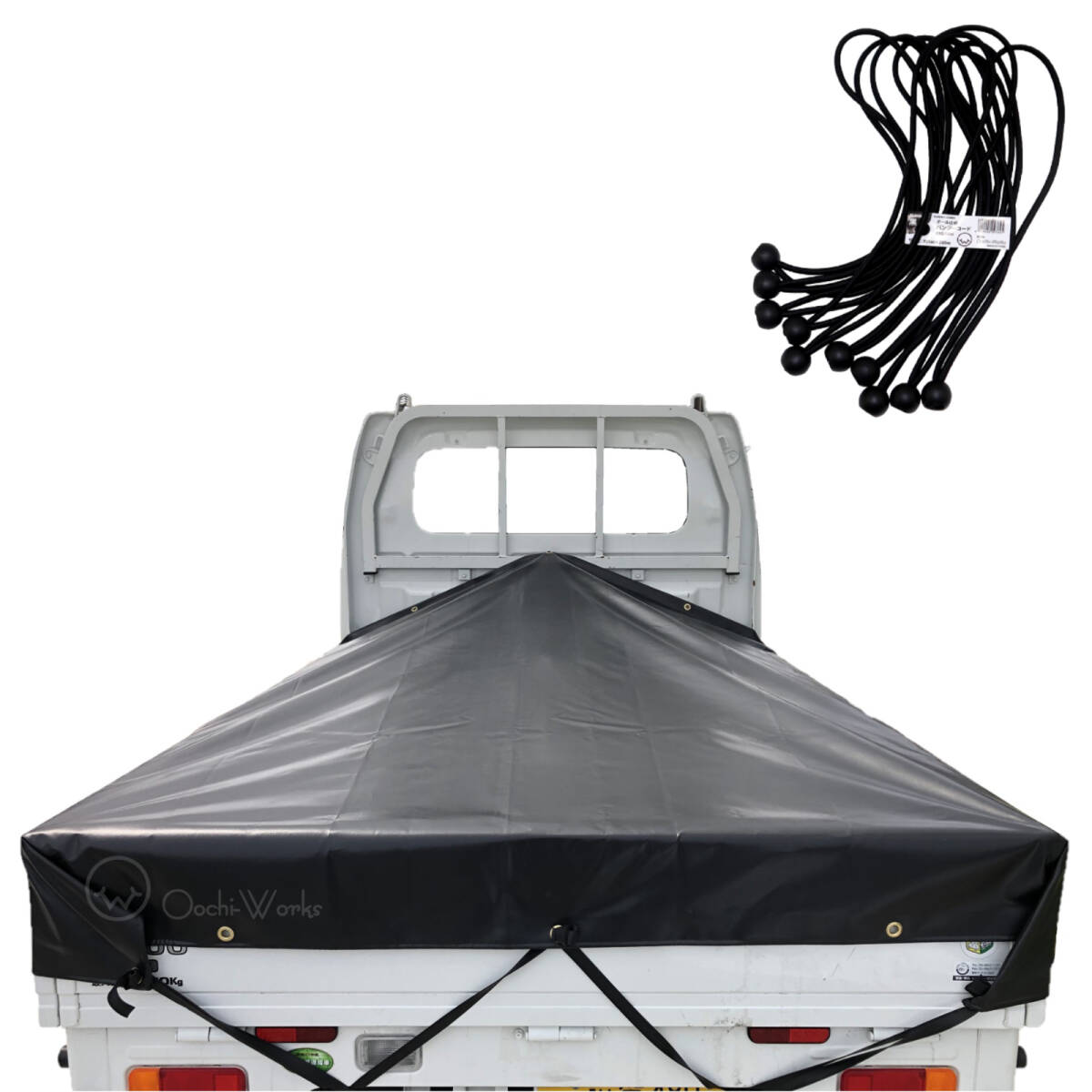 バンジーコード 10本付 軽トラックシート スロープ型 シート単品 ブラック (前)2.0m・(後部)1.9m×(長さ)2.15m 台形シート拍卖