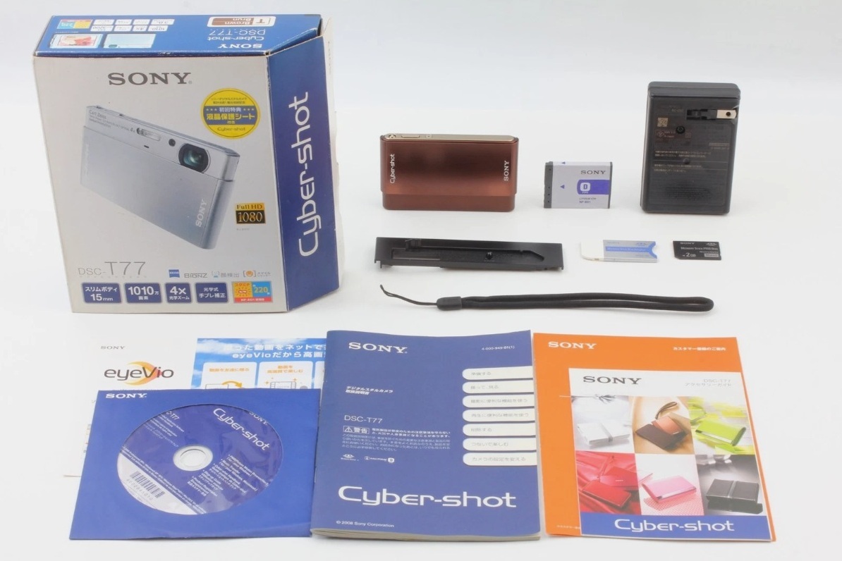 ☆中古良品☆ ソニー SONY DSC-T77 Digital Camera Brown Cyber Shot 4.0x Optical デジタルカメラ サイバーショット拍卖