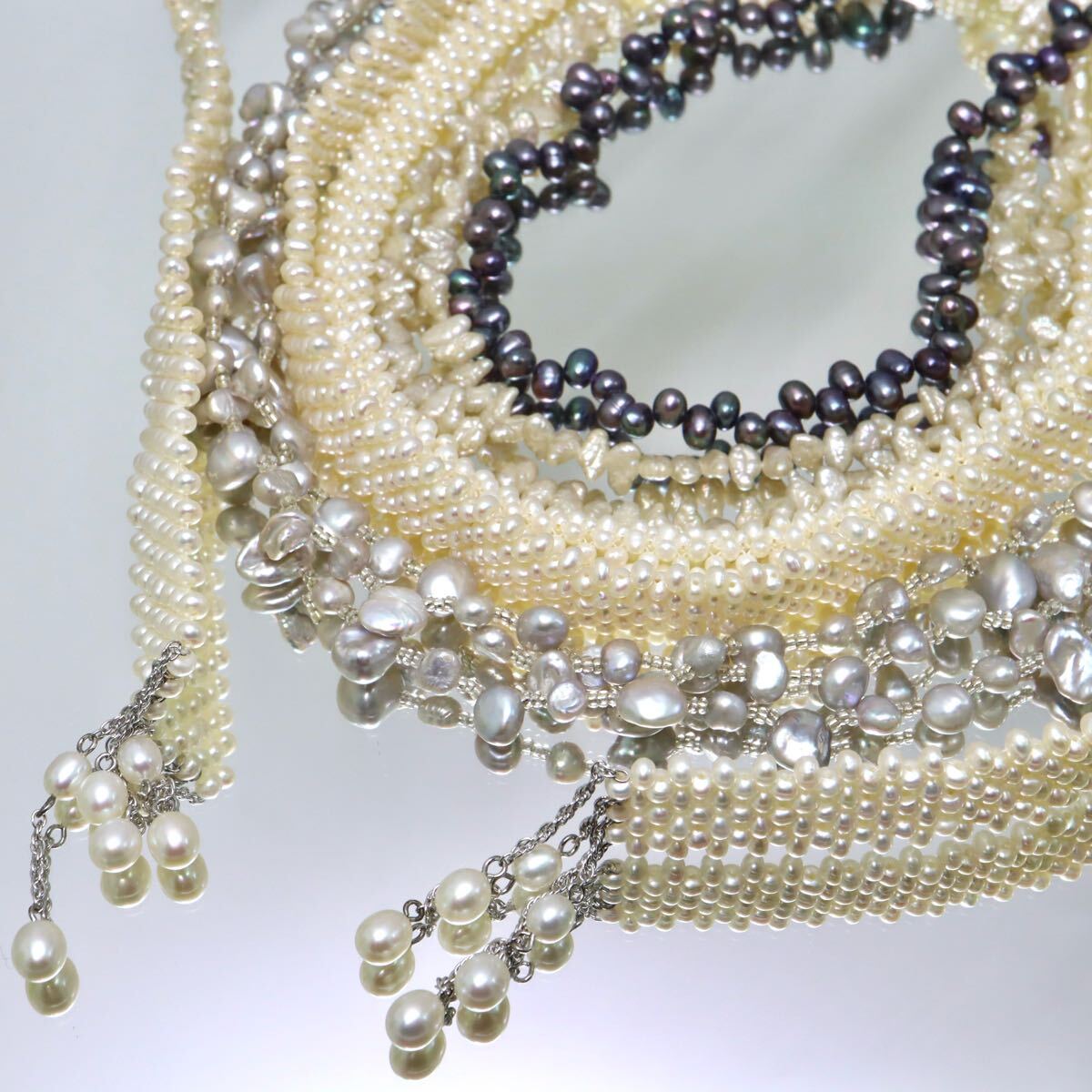 【セット売り】◆本真珠ネックレス5点おまとめ◆N 約236.0g pearl パール necklace jewelry ジュエリー ホワイト系 DH0/EA0 M67拍卖