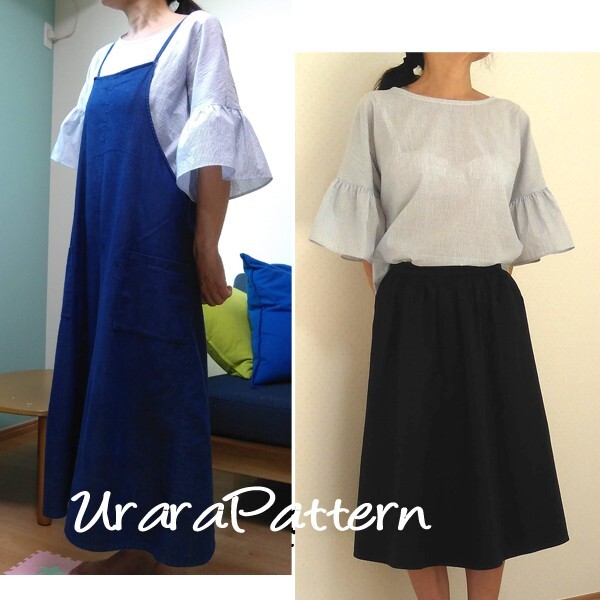 即決♪張り合せ不要!型紙 大人 フリル袖ブラウス M~5L拍卖