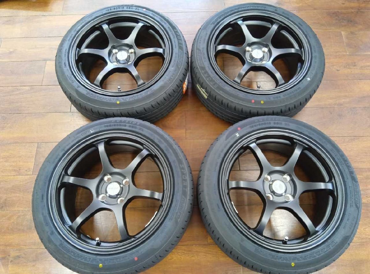 未走行!L208/新品タイヤ16インチ4本セット タイヤホイール 7J 4H PCD100 OFF+40 スイフト アクア 岩槻拍卖