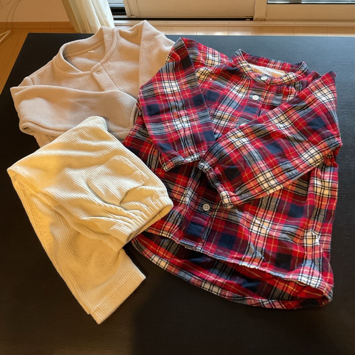 無印 ユニクロ フランネルチェックシャツ パンツ カーデ セット 100拍卖