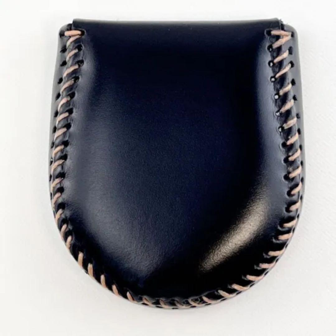 本革 コインケース 手縫い コンパクト メンズ レディース 小銭入れ ユニセックス 黒拍卖