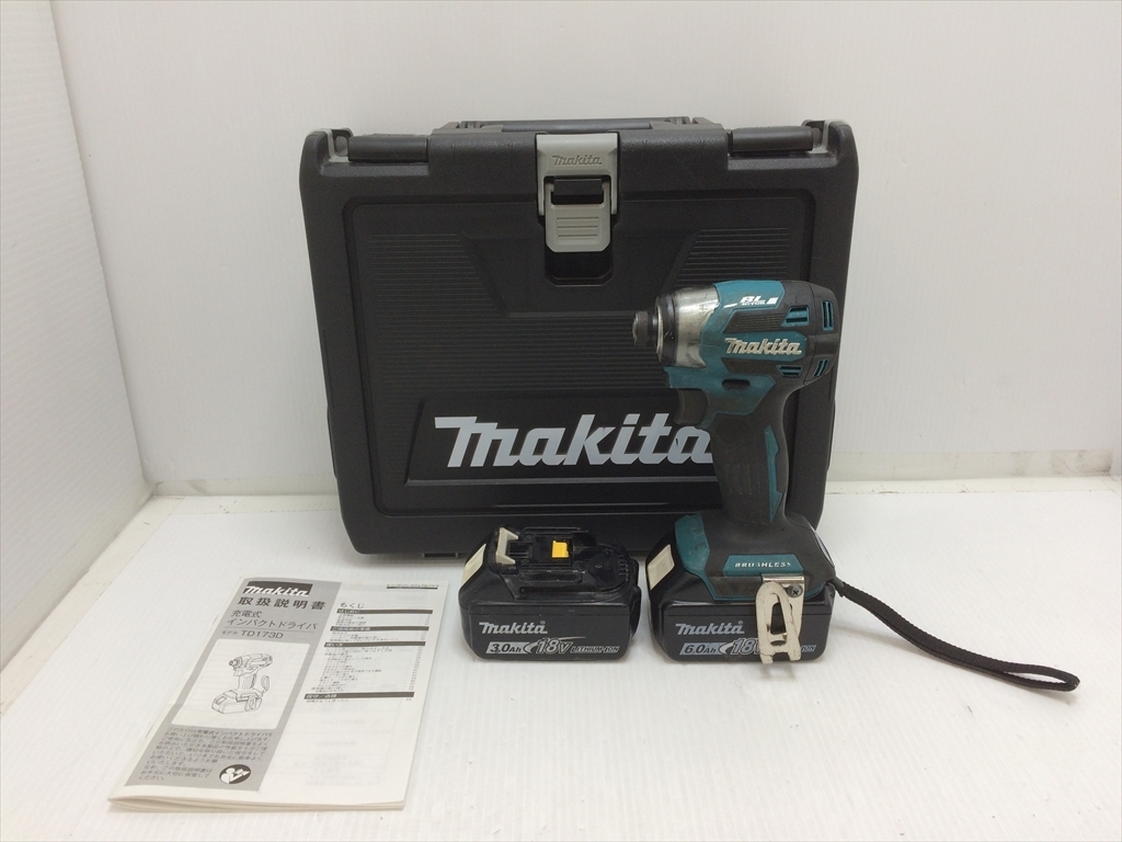 下松)makita マキタ 充電式インパクトドライバ TD173D バッテリ2個 BL1830B BL1860B ケース付き ジャンク品 ◆★K251001R12B NK01A拍卖