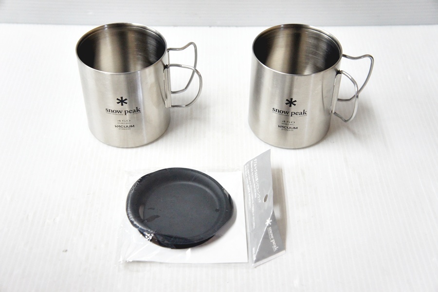 福岡)snow peak ステンレス真空マグ 450 DOUBLE WALL 2個セット シリコーンリッド付き F250714j3 NG14C拍卖