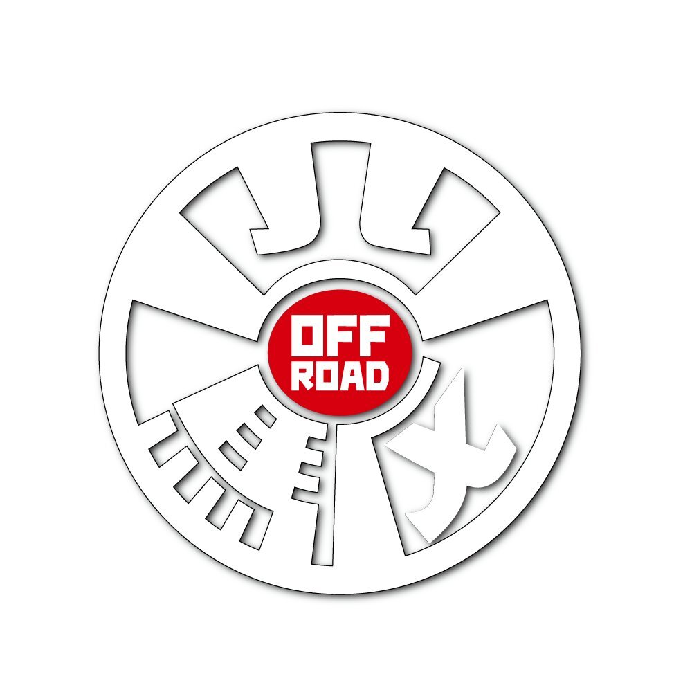 (透明) 四駆ステッカー 丸型 ((オフロード/ホワイト×レッド)) 4WD 四輪駆動 オフ車 オフロード ワンポイント拍卖