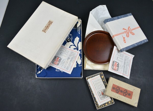★昭和レトロ・岩手盛岡・民芸店・光原社・風呂敷・漆木皿・紙風呂敷・デットストック・未使用・3点/美品拍卖