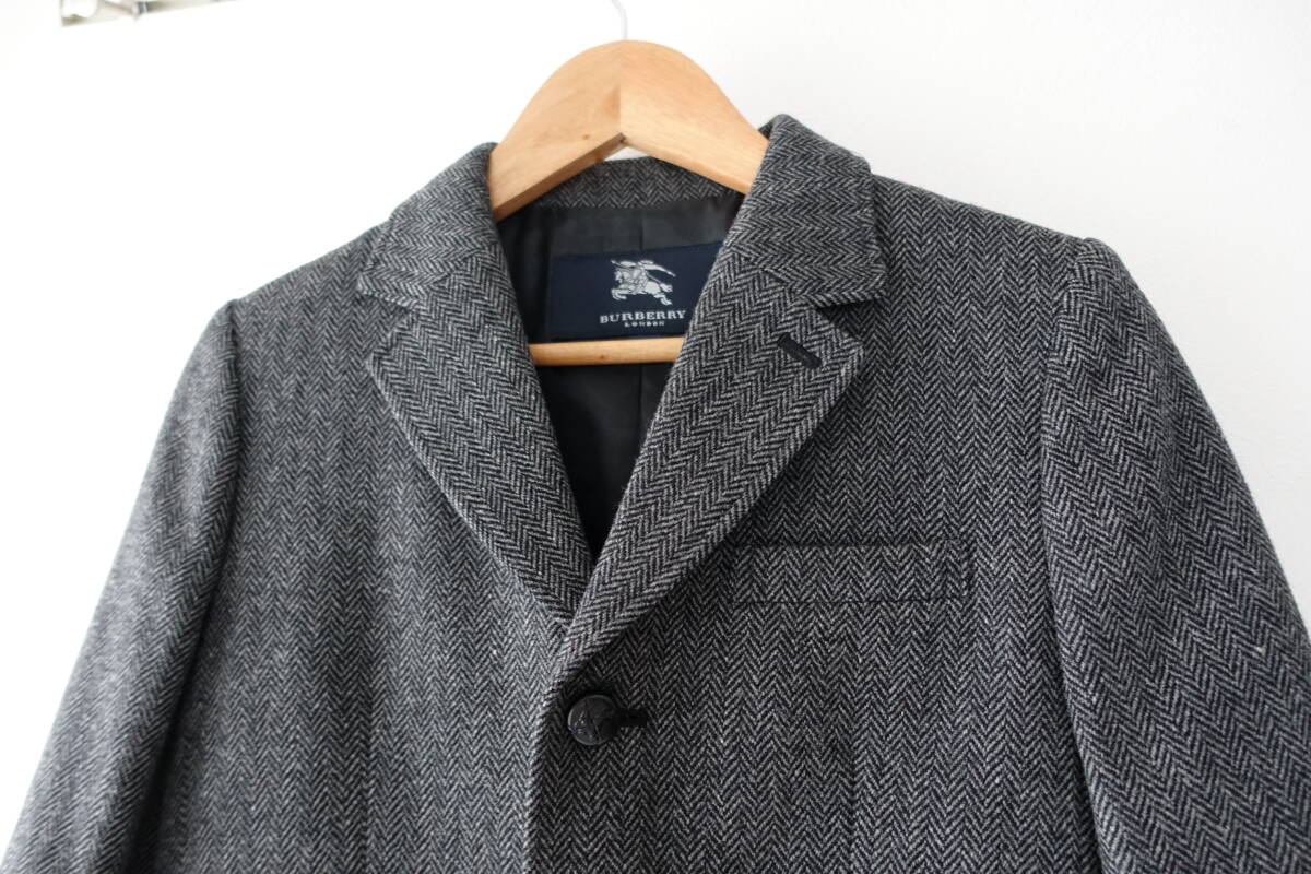 バーバリー BURBERRY ウール ジャケット ブレザー カシミヤ混 ヘリンボーン 120A チャコールグレー キッズ 子供拍卖