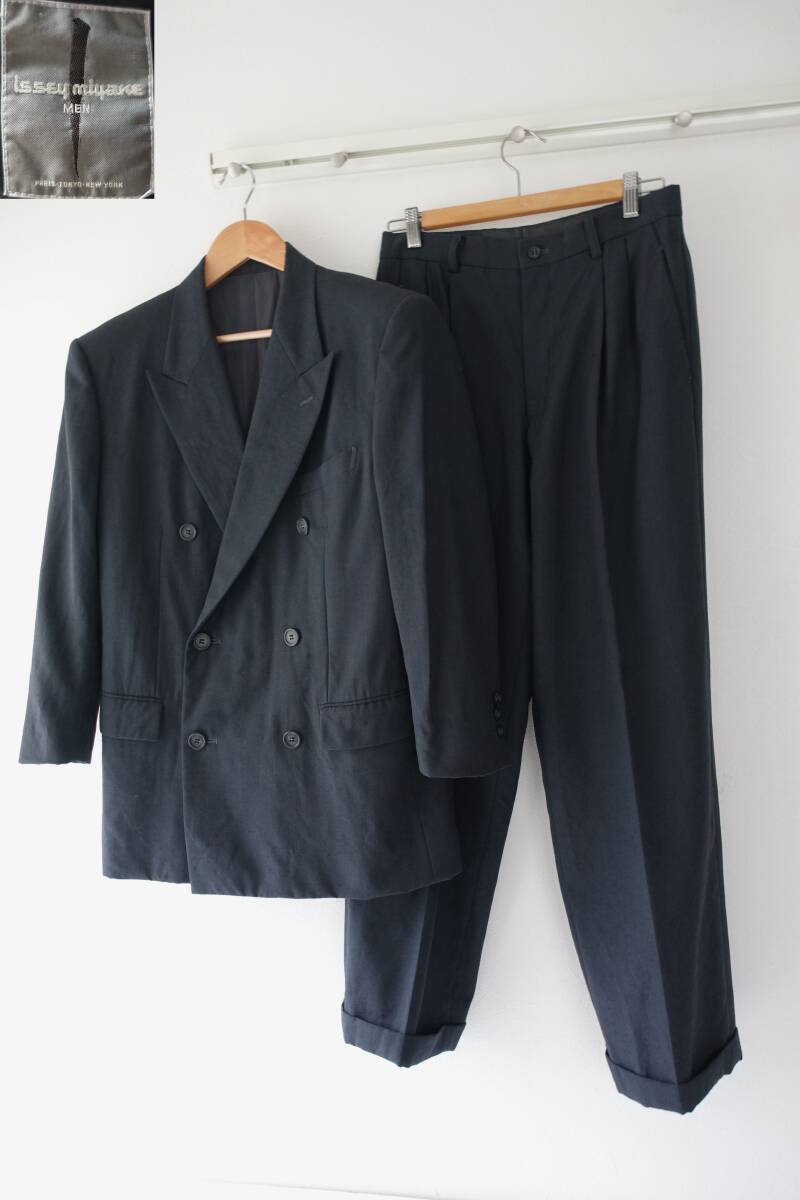 筆タグ ISSEY MIYAKE イッセイミヤケ スーツ セットアップ ジャケット パンツ 80s メンズ Mサイズ拍卖