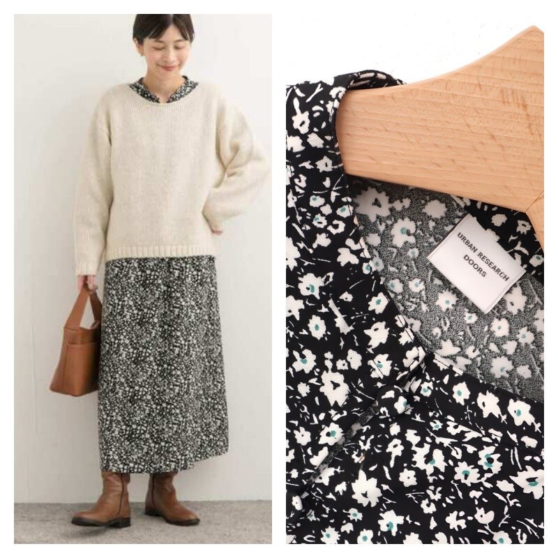 【送料無料】24aw 美品*1.1万 アーバン リサーチ ドアーズ|フラワープリントワンピース(URBAN RESEARCH DOORS)拍卖