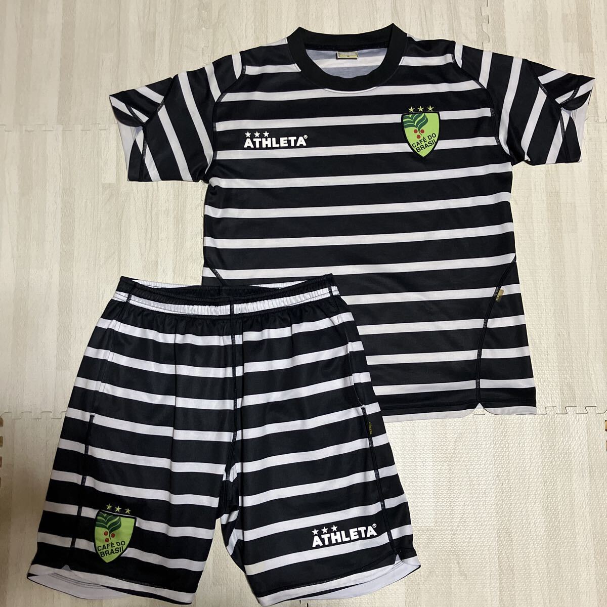 アスレタ トレーニングウェア 上下セット ボーダー シャツ パンツ ジャージ 練習着 Mサイズ拍卖