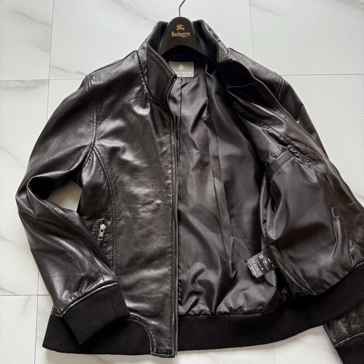 美品!! 【極上のラムレザー】 MAKE SOME NOISE Liugoo Leathers メイクサムノイズ レザージャケット 羊革 リブ ブラック 黒 メンズ M相当拍卖