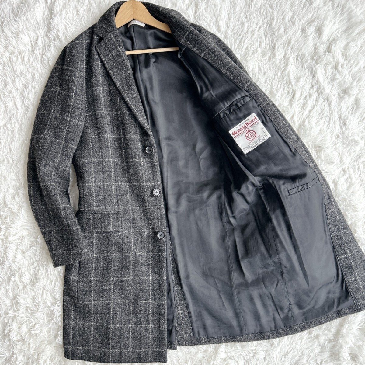 希少Lサイズ!UNITED ARROWS / BEAUTY&YOUTH × Harris Tweed チェスターコート ロング丈 ユナイテッドアローズ ハリスツイード メンズ拍卖