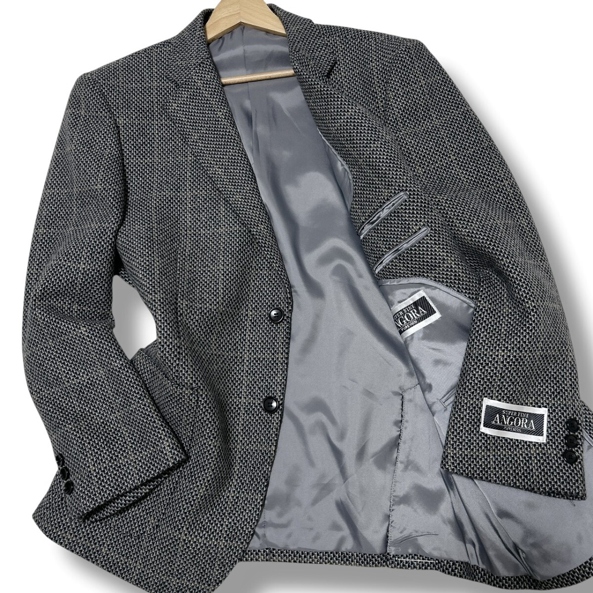 未使用品◎【極希少ピュアアンゴラ100%】凹凸素材感 ツイード テーラードジャケット メンズ 100BB5 Mサイズ相当 ブレザー 極上の肌触り◎拍卖