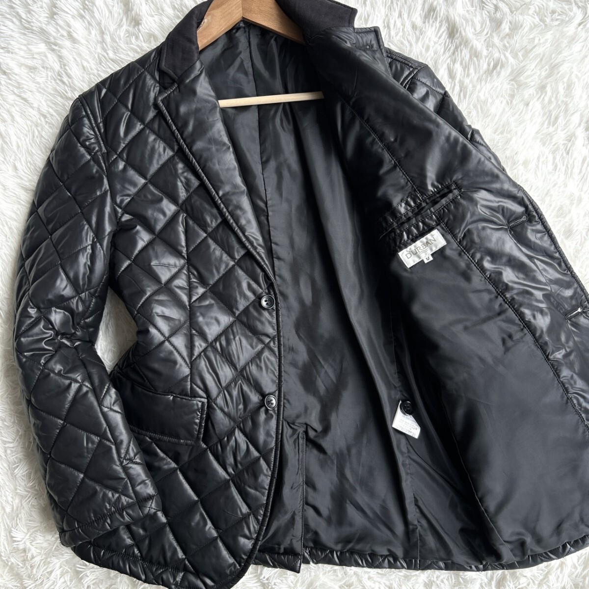 極美品【王者の風格】DURBAN ダーバン 中綿キルティング テーラードジャケット ブラック 黒 メンズ Mサイズ 防寒 秋冬拍卖