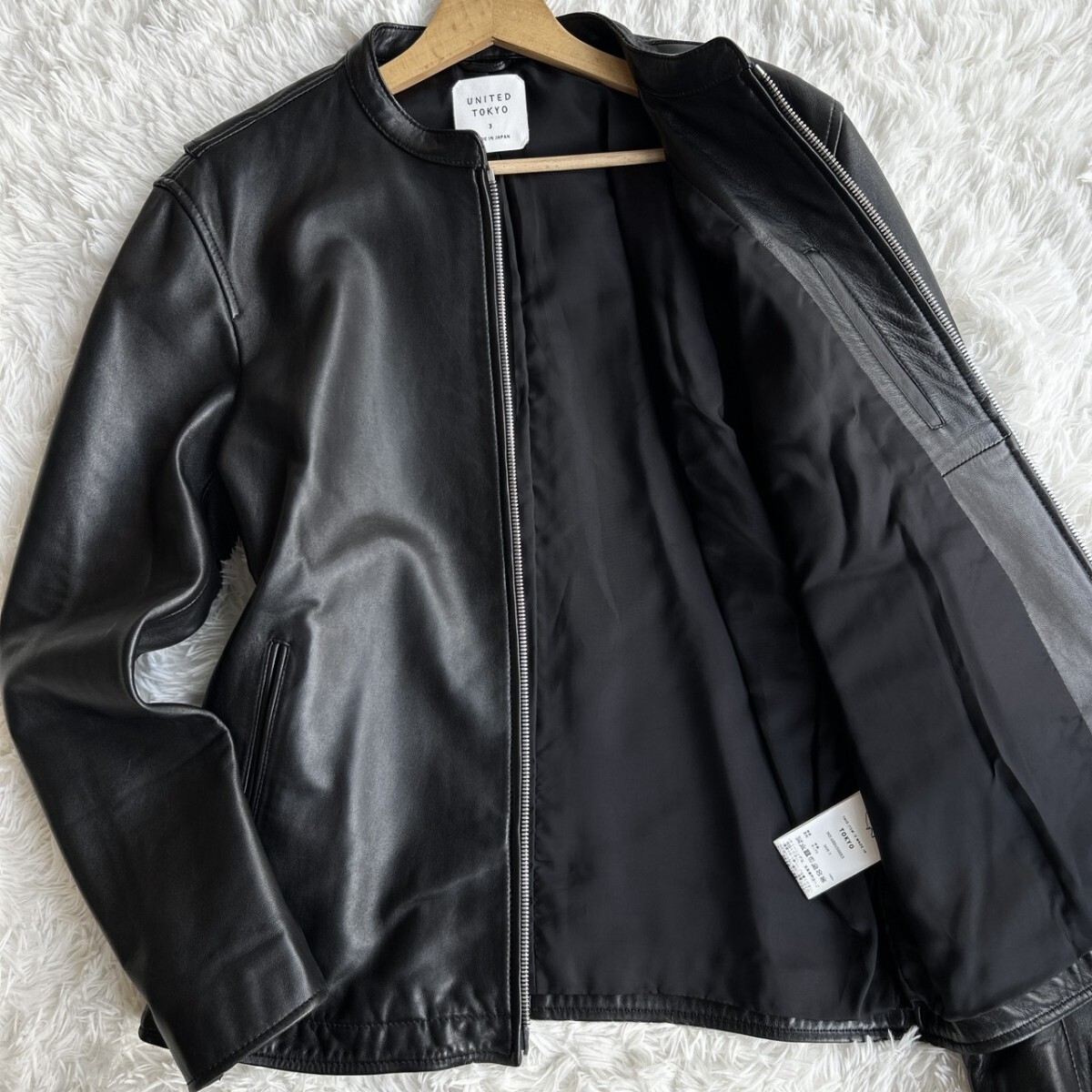 希少Lサイズ◎ UNITED TOKYO ユナイテッドトウキョウ シングルライダース ラムレザージャケット 羊革 メンズ 黒 3 シープスキン 革ジャン拍卖