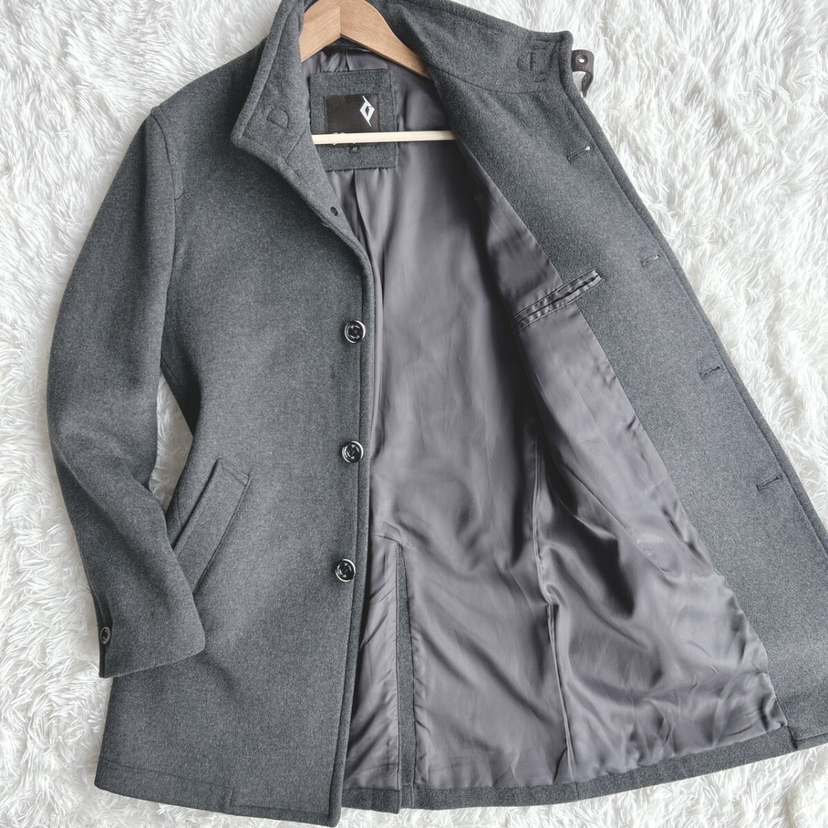 【漂う高級感】g-stage ジーステージ スタンドカラーコート グレー 46 Mサイズ相当 メンズ ロングコート スーツ ジャケット 極美品拍卖