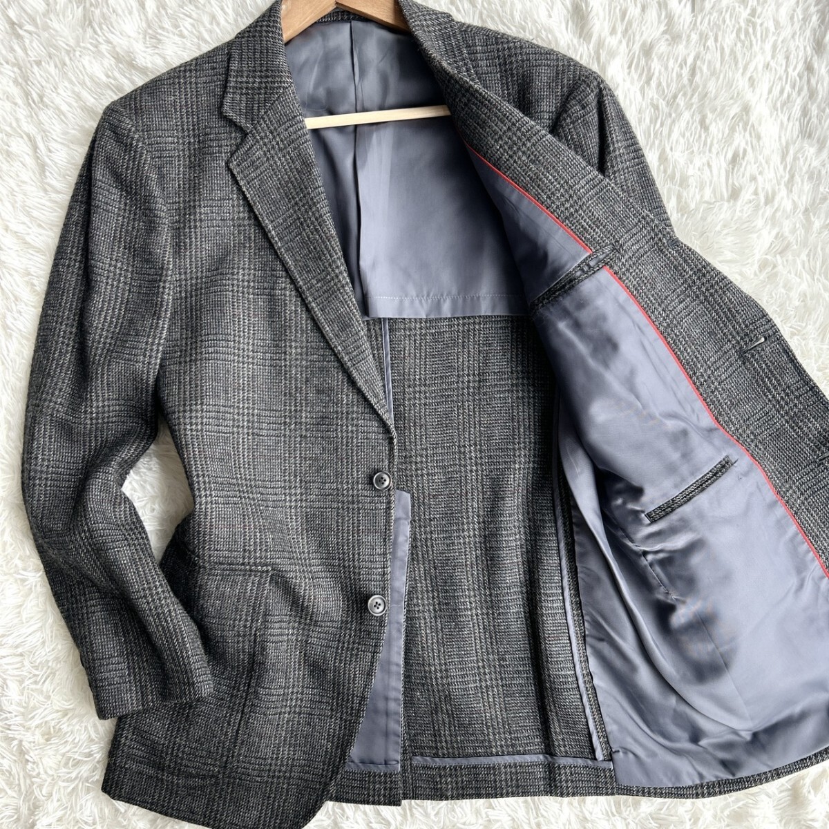 希少Lサイズ◎ J.PRESS【英国風モダン】ジェイプレス 肉厚 ツイード テーラードジャケット 千鳥格子柄 グレー 96-86-175 秋冬 メンズ 拍卖