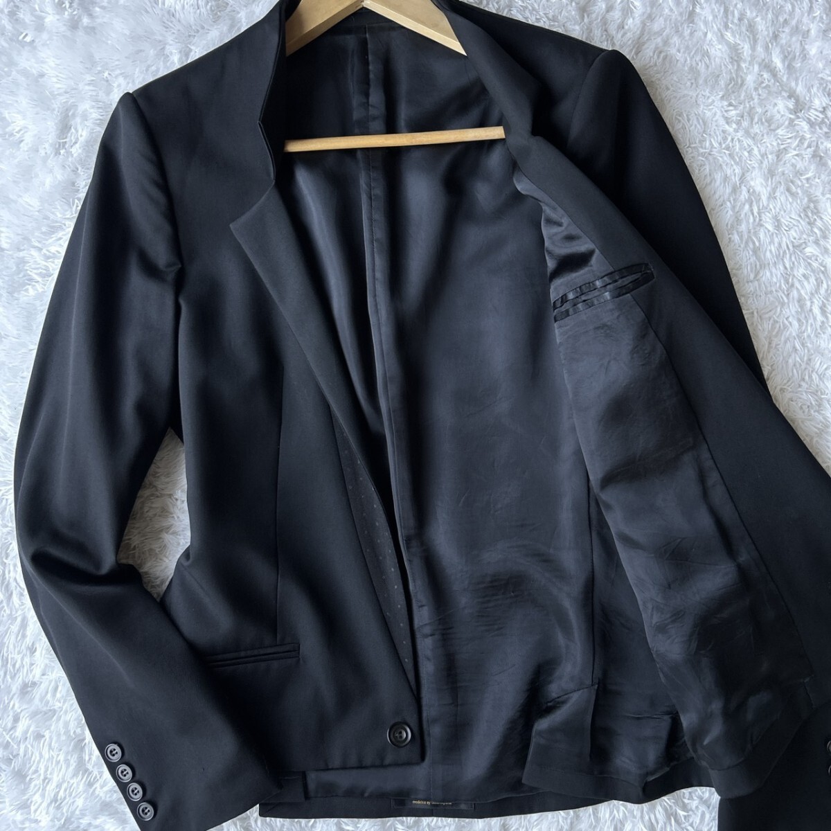希少Lサイズ【至高の逸品】ato アトウ 変形 テーラードジャケット 48 1B タキシード ウール素材 ブラック 黒 メンズ アンコンジャケット拍卖