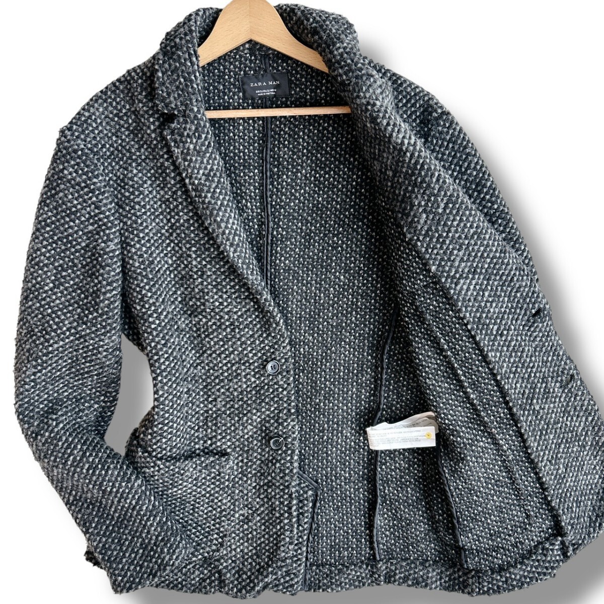 希少XLサイズ◎【大人のお洒落】ZARA MAN ザラ 肉厚 ニット テーラードジャケット メンズ 霜降りグレー アンコン カーディガン LL 秋冬拍卖