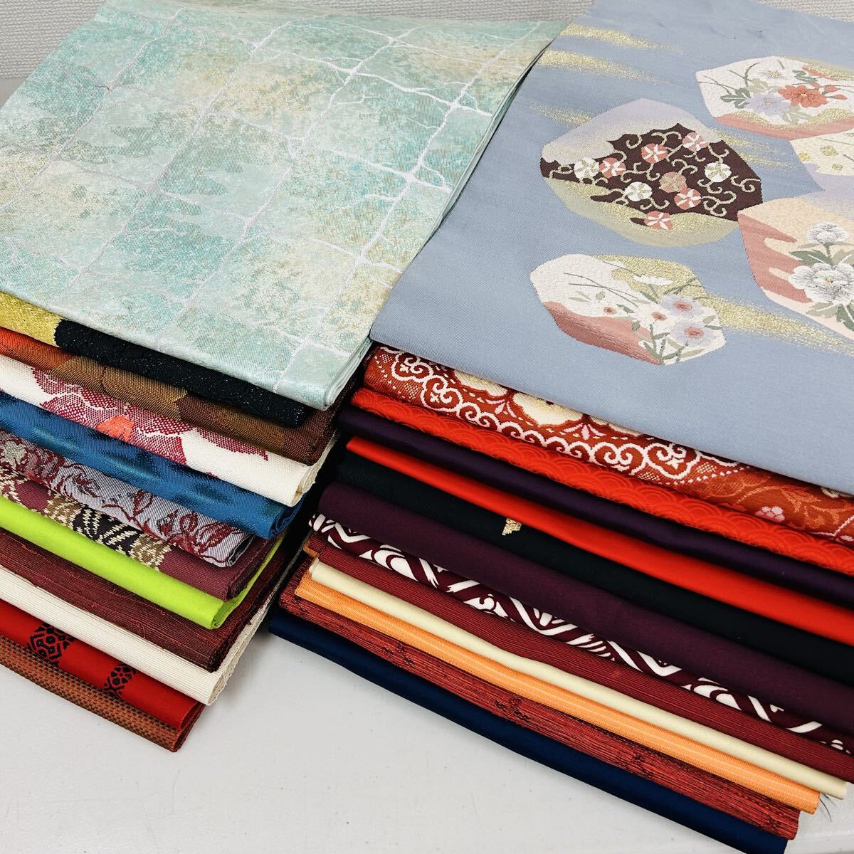 1円出品 大量 名古屋帯 正絹 25本 まとめ売り リメイク材料 064拍卖