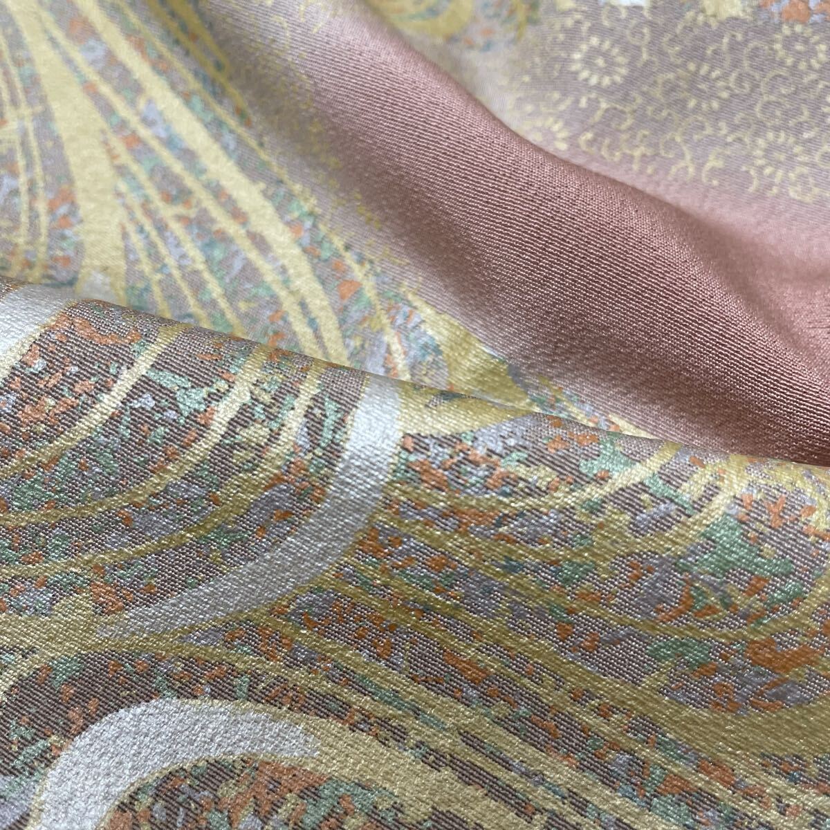 訪問着 胴抜き仕立て 箔散らし 流水模様 花唐草 着物 正絹 W-5637拍卖