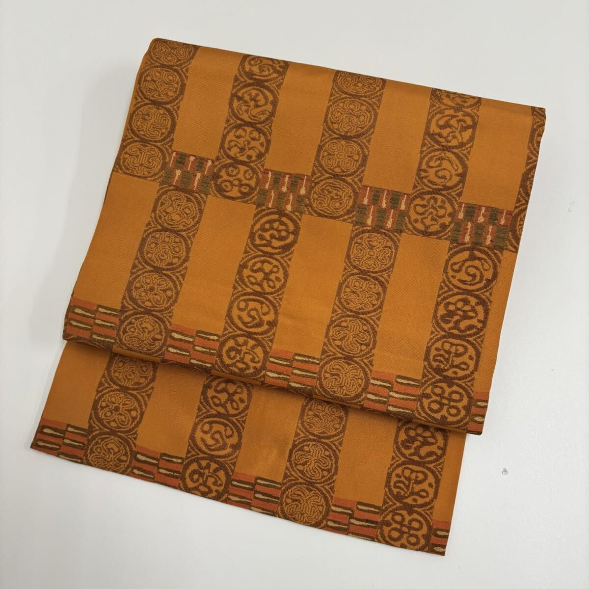 名古屋帯 丸に細かな織出し 九寸 正絹 着物 W-5677拍卖