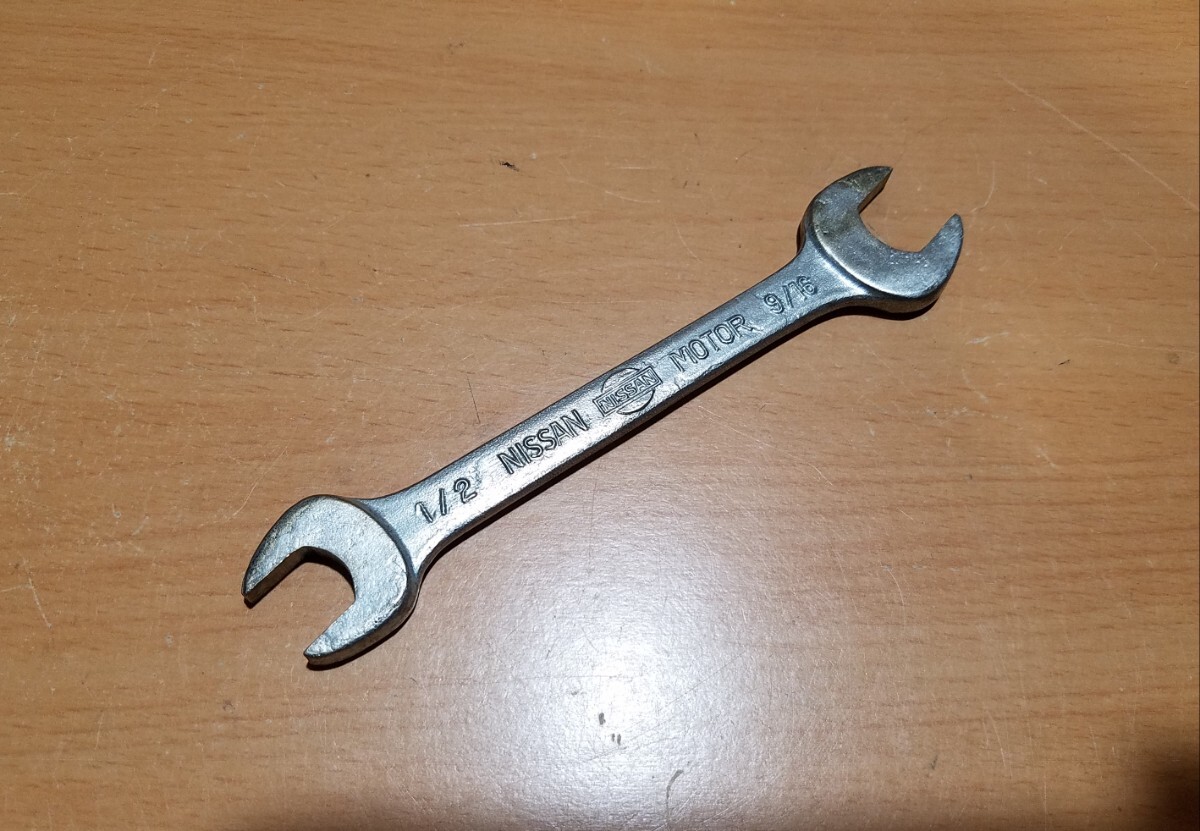 283-7 日産純正 1/2-9/16 スパナ 中古品 車載工具 NISSAN MOTOR インチスパナ 昭和レトロ拍卖