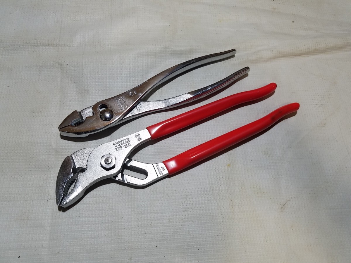 286-3 TONE プライヤー 美品中古 2本セット KWP-250 BP-200 ウォーターポンププライヤー トネ拍卖