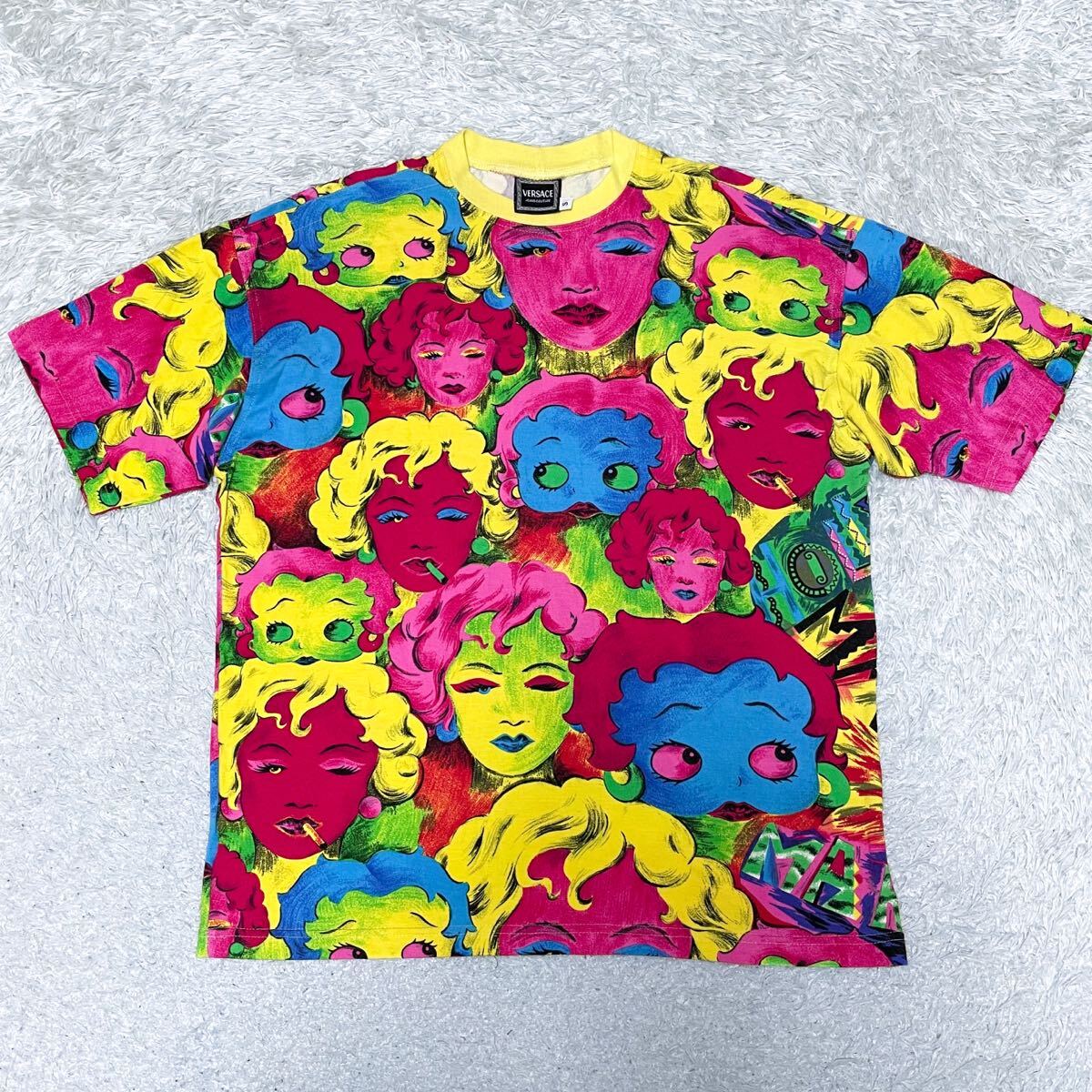 ヴェルサーチ VERSACE Jeans Couture 1991 ヴィンテージ マリリンモンロー ベティーフープ総柄 Tシャツ Marilyn Monroe Betty Boop サイズS拍卖