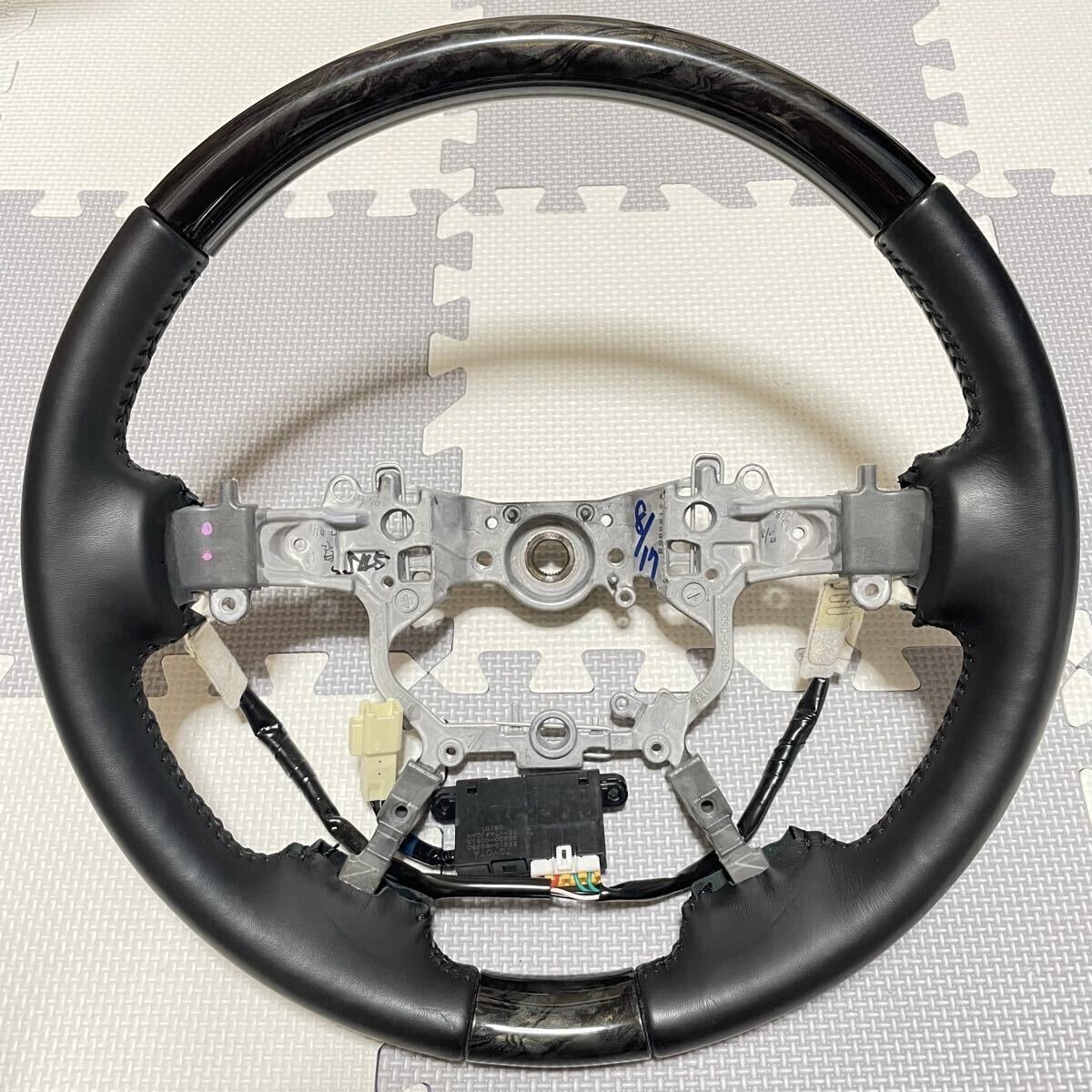 ★剥げ無 ヒーター付 黒木目★30後期アルファード ヴェルファイア トヨタ純正ウッドコンビステアリング ハンドル 210クラウンAGH30W AYH30W拍卖