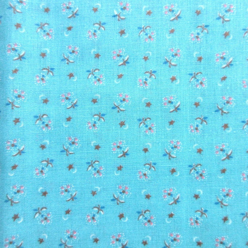 生地ターコイズブルー 花 かわいい 人形 パッチワーク ヴィンテージ拍卖
