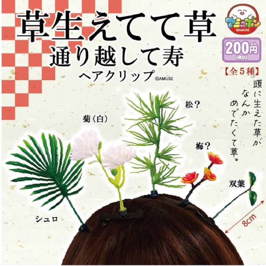 A-30 コンプ 草生えてて草 通り越して寿 ヘアクリップ 全5種セット 元旦 正月【mini】拍卖
