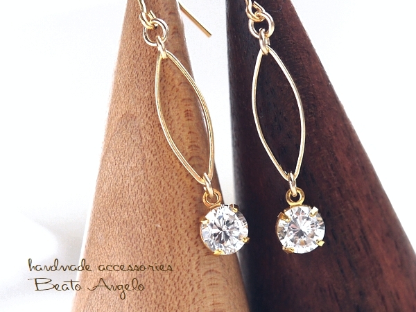 ■+angelo+キュービックジルコニアのマーキスピアス(p-001)G シンプル 拍卖