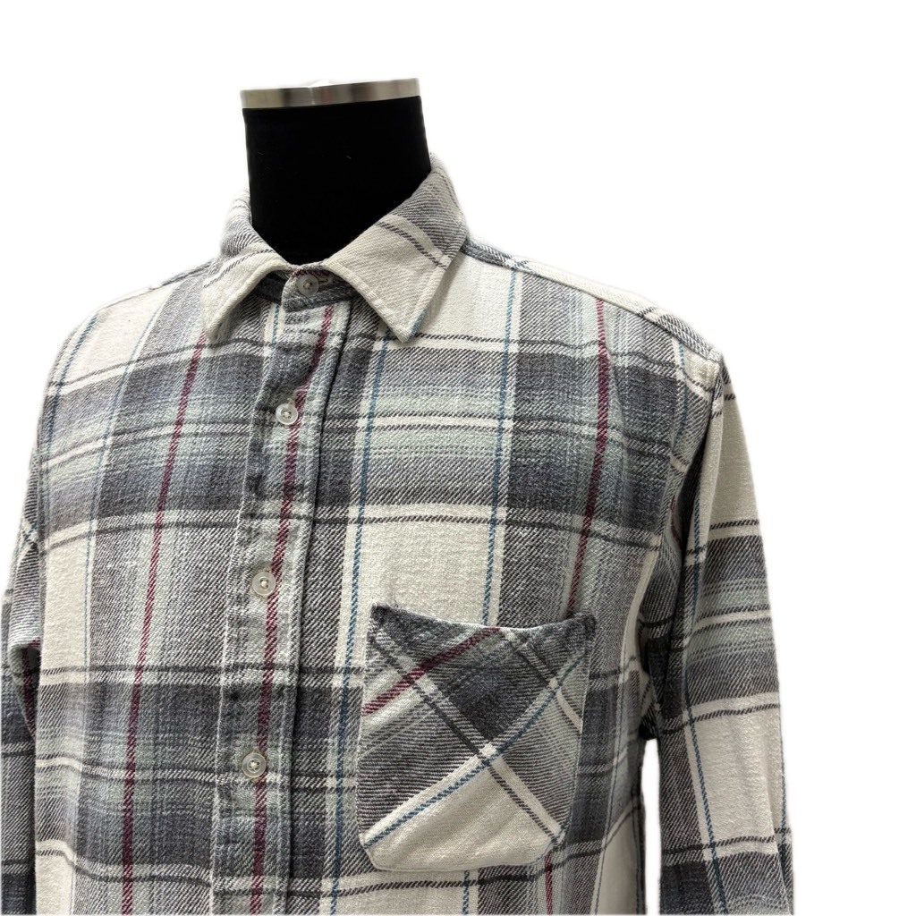 90’s WEEDS ヘビー ネル シャツ Lサイズ /フランネル 白 チェック プレイズ ヘビネル 長袖 コットン ヴィンテージ オールド アメリカ 古着拍卖