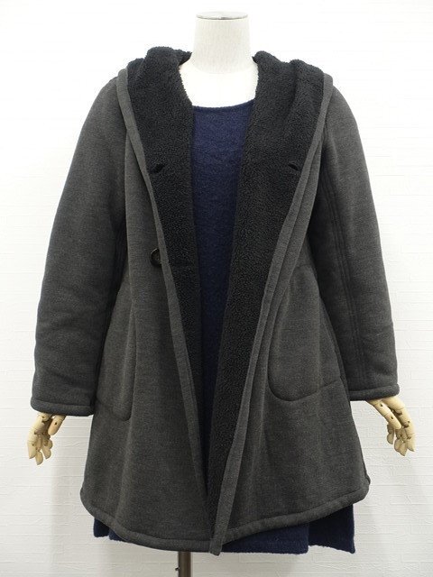 美品 style ZAMPA for the holidays等 洗える フード付きコート+ニットワンピース コーデ2点セット M相当 灰系/紺系 シンプル系 20代拍卖