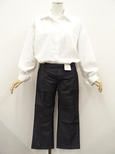 美品 MELROSE claire等 長袖シャツ+クロップドパンツ コーディネート上下2点セット L相当 白/グレー シンプル・きれいめ系 30代~40代拍卖