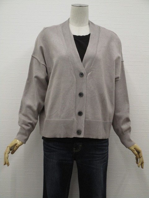 美品 ショコラフィネローブ chocol raffine robe 洗える ドロップショルダー 長袖 ニットカーディガン F グレー系 【メール便可】拍卖