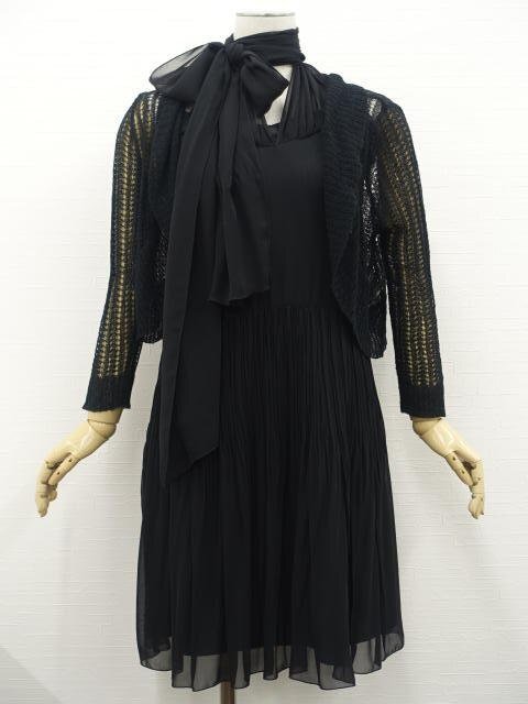 美品 COMME CA ISM等 長袖ボレロ+ロングドレス コーディネート2点セット M相当 ブラック フェミニン系 30~40代拍卖