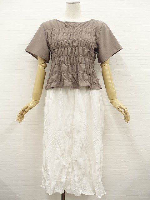 美品 LAKOLE等 半袖POブラウス+ロング丈ギャザースカート コーディネート2点セット S相当 グレー系/ホワイト シンプル・カジュアル系 20代拍卖