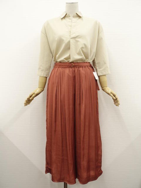 美品 INGNI&FABIA 七分袖ブラウス+ワイドパンツ コーディネート2点セット M相当 ベージュ/ブラウン系 シンプル・カジュアル系 20~30代拍卖