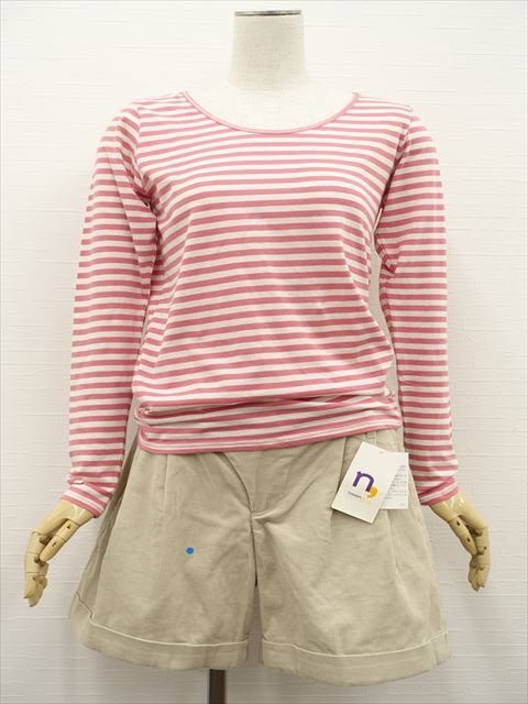 新品タグ付 nissen等 洗える Tシャツ+ショートパンツ コーディネート2点セット L相当 ピンク×白系 ボーダー/グレージュ カジュアル系 20代拍卖