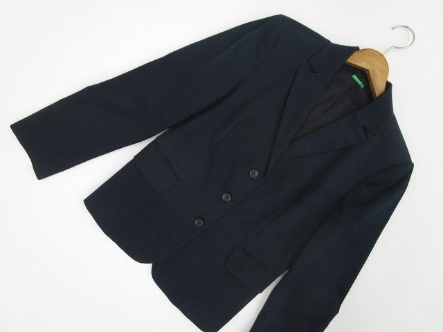 大きいサイズ 美品 ユナイテッドカラーズオブベネトン UNITED COLORS OF BENETTON 長袖 テーラードジャケット 44 ネイビー拍卖