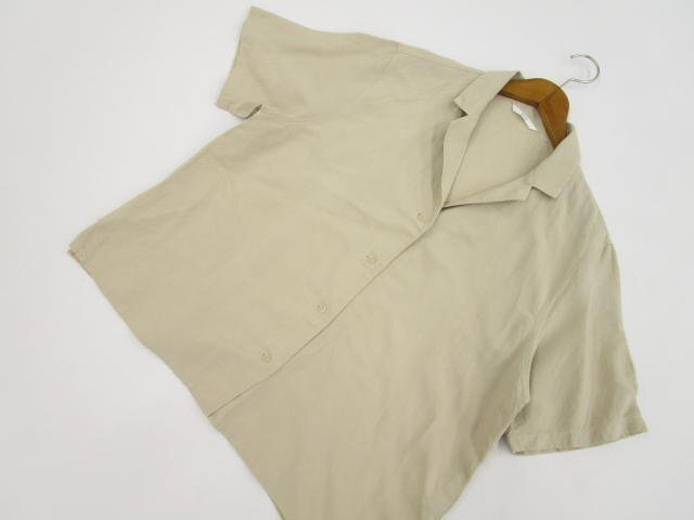 美品 ユニクロ UNIQLO ドロップショルダー 五分袖 洗えるシャツ M-L相当 ベージュ 【メール便可】拍卖