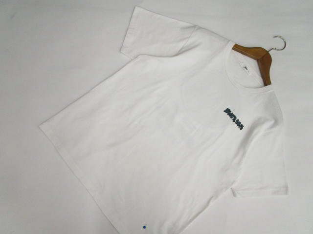 美品 ウィゴー WEGO 半袖 クルーネック 洗えるTシャツ L ホワイト地 グリーン×ブラック 英字プリント 【メール便可】拍卖