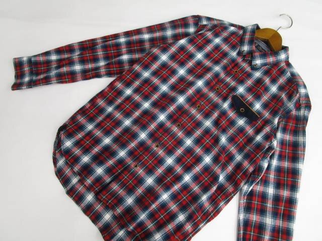 メンズ 美品 ミツミネ Mitsumine 長袖 シャツ LL レッド×グリーン×ホワイト タータンチェック柄拍卖